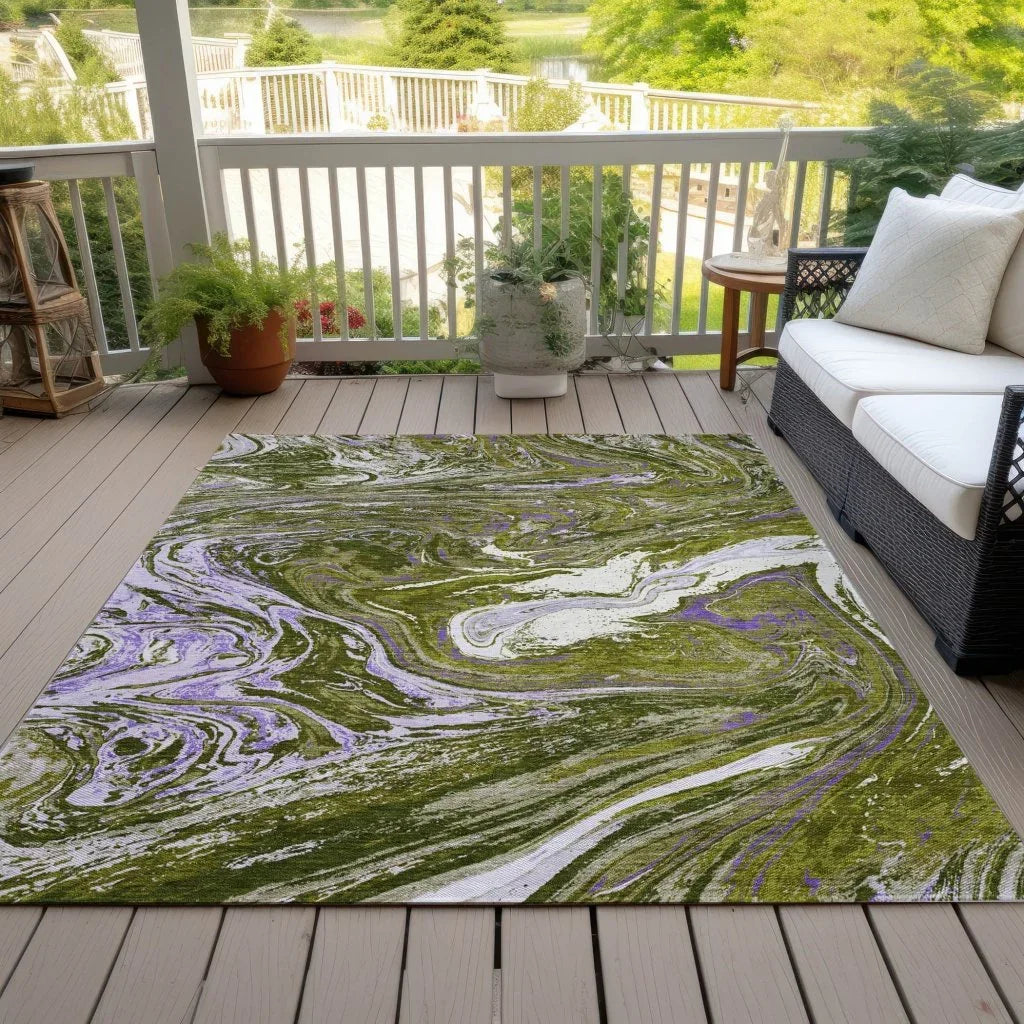 LOOMLAN Rugs Malika Olive Washable Indoor-Outdoor Rug