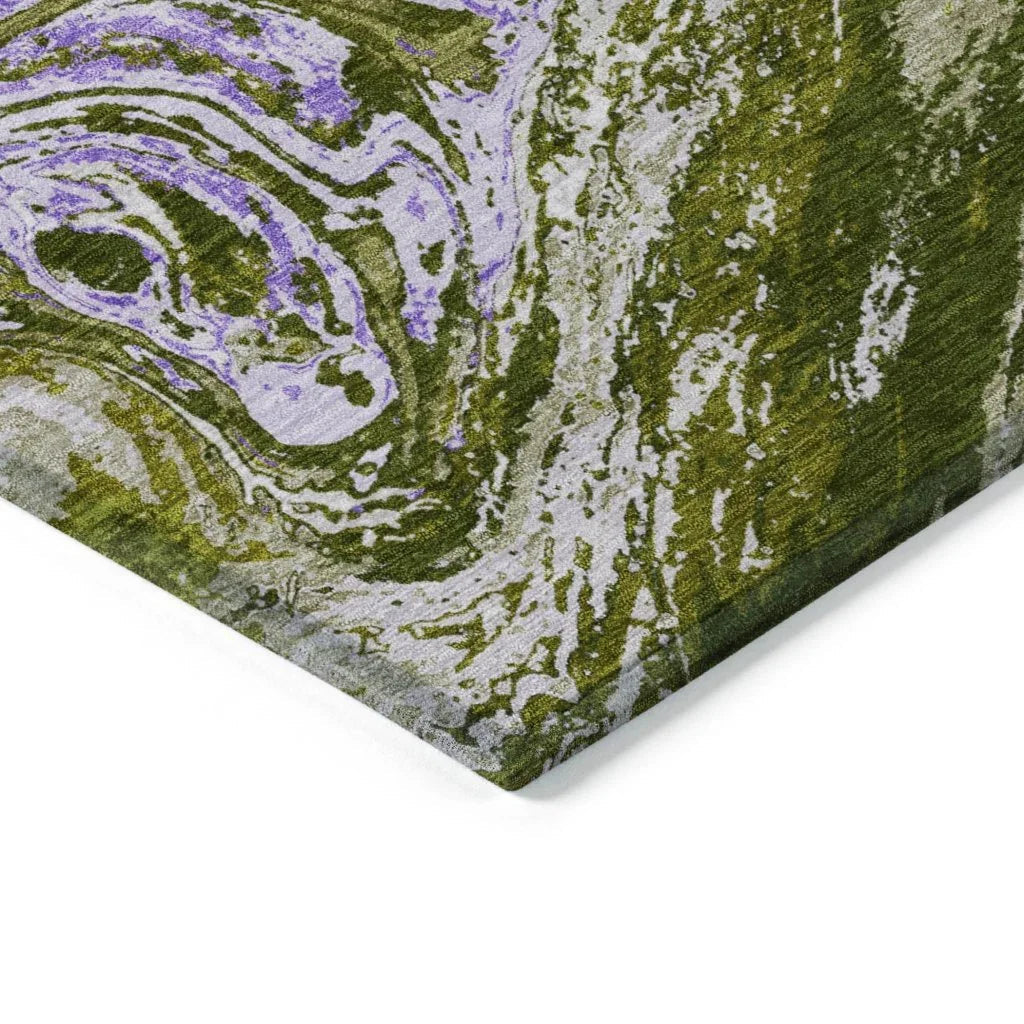 LOOMLAN Rugs Malika Olive Washable Indoor-Outdoor Rug
