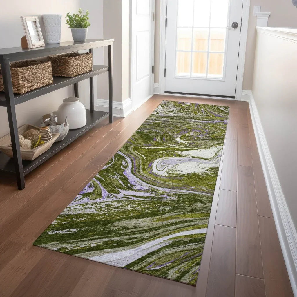 LOOMLAN Rugs Malika Olive Washable Indoor-Outdoor Rug