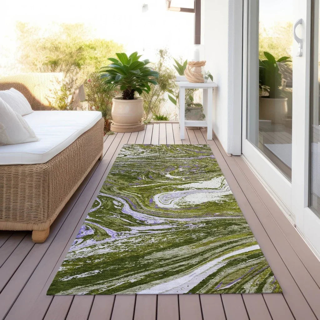 LOOMLAN Rugs Malika Olive Washable Indoor-Outdoor Rug