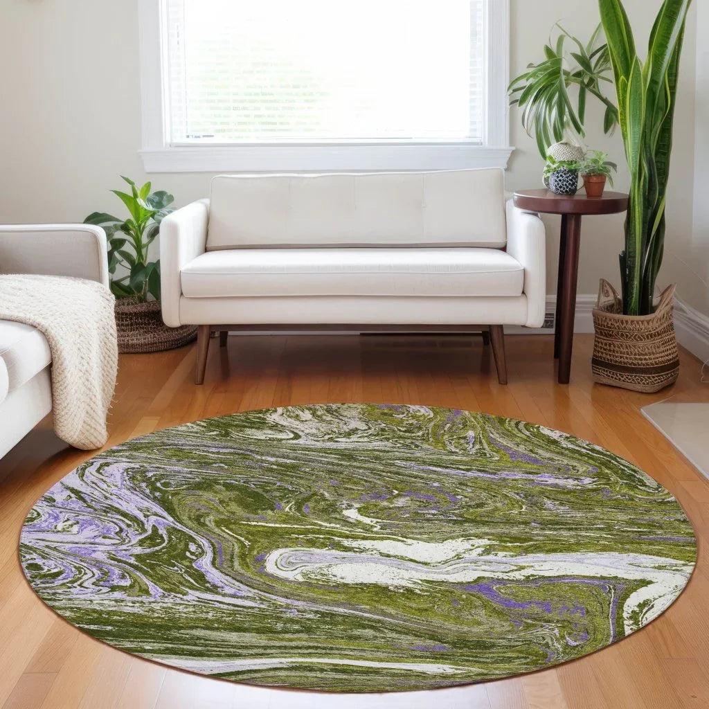 LOOMLAN Rugs Malika Olive Washable Indoor-Outdoor Rug