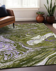 LOOMLAN Rugs Malika Olive Washable Indoor-Outdoor Rug