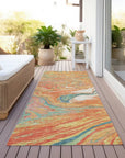 LOOMLAN Rugs Malika Orange Washable Indoor-Outdoor Rug