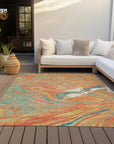 LOOMLAN Rugs Malika Orange Washable Indoor-Outdoor Rug