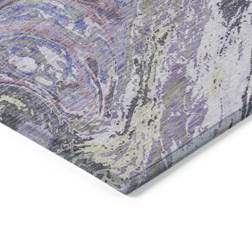 LOOMLAN Rugs Malika Purple Washable Indoor-Outdoor Rug