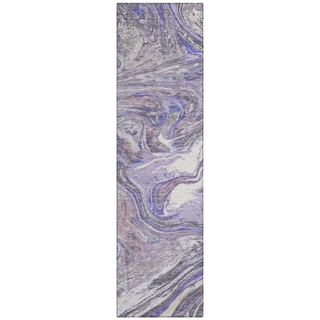 LOOMLAN Rugs Malika Purple Washable Indoor-Outdoor Rug