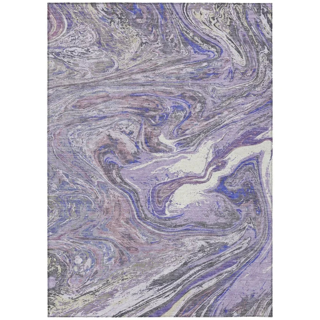 LOOMLAN Rugs Malika Purple Washable Indoor-Outdoor Rug