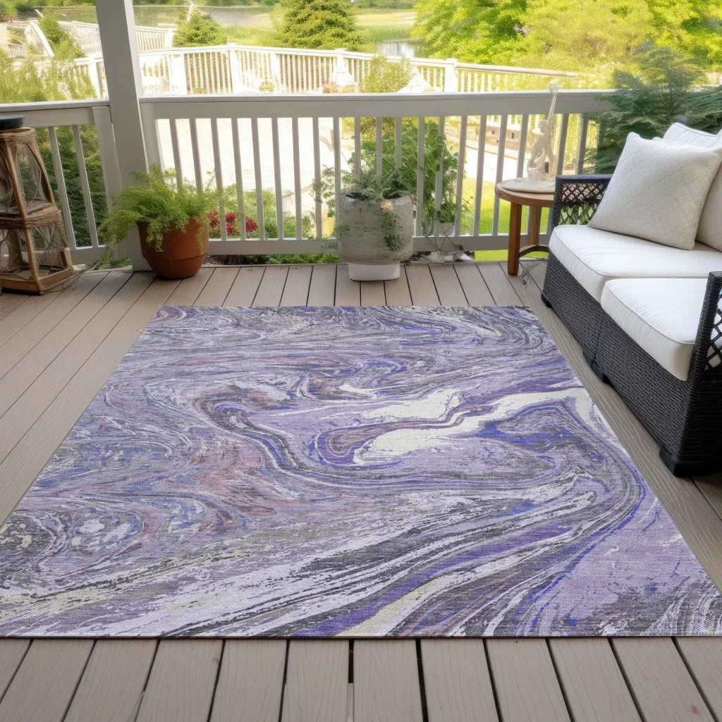 LOOMLAN Rugs Malika Purple Washable Indoor-Outdoor Rug