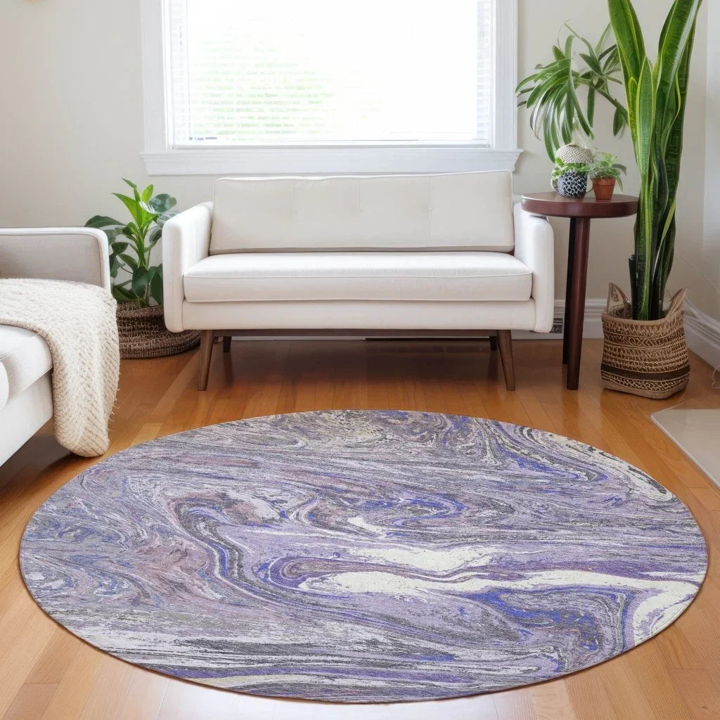 LOOMLAN Rugs Malika Purple Washable Indoor-Outdoor Rug