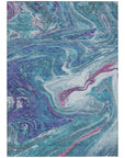 LOOMLAN Rugs Malika Teal Washable Indoor-Outdoor Rug
