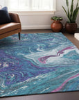 LOOMLAN Rugs Malika Teal Washable Indoor-Outdoor Rug