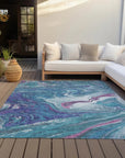 LOOMLAN Rugs Malika Teal Washable Indoor-Outdoor Rug