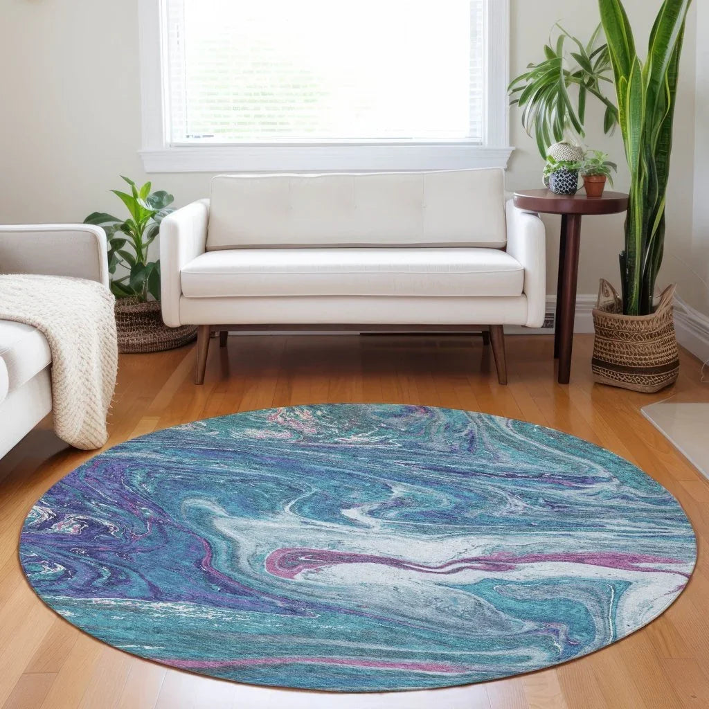 LOOMLAN Rugs Malika Teal Washable Indoor-Outdoor Rug