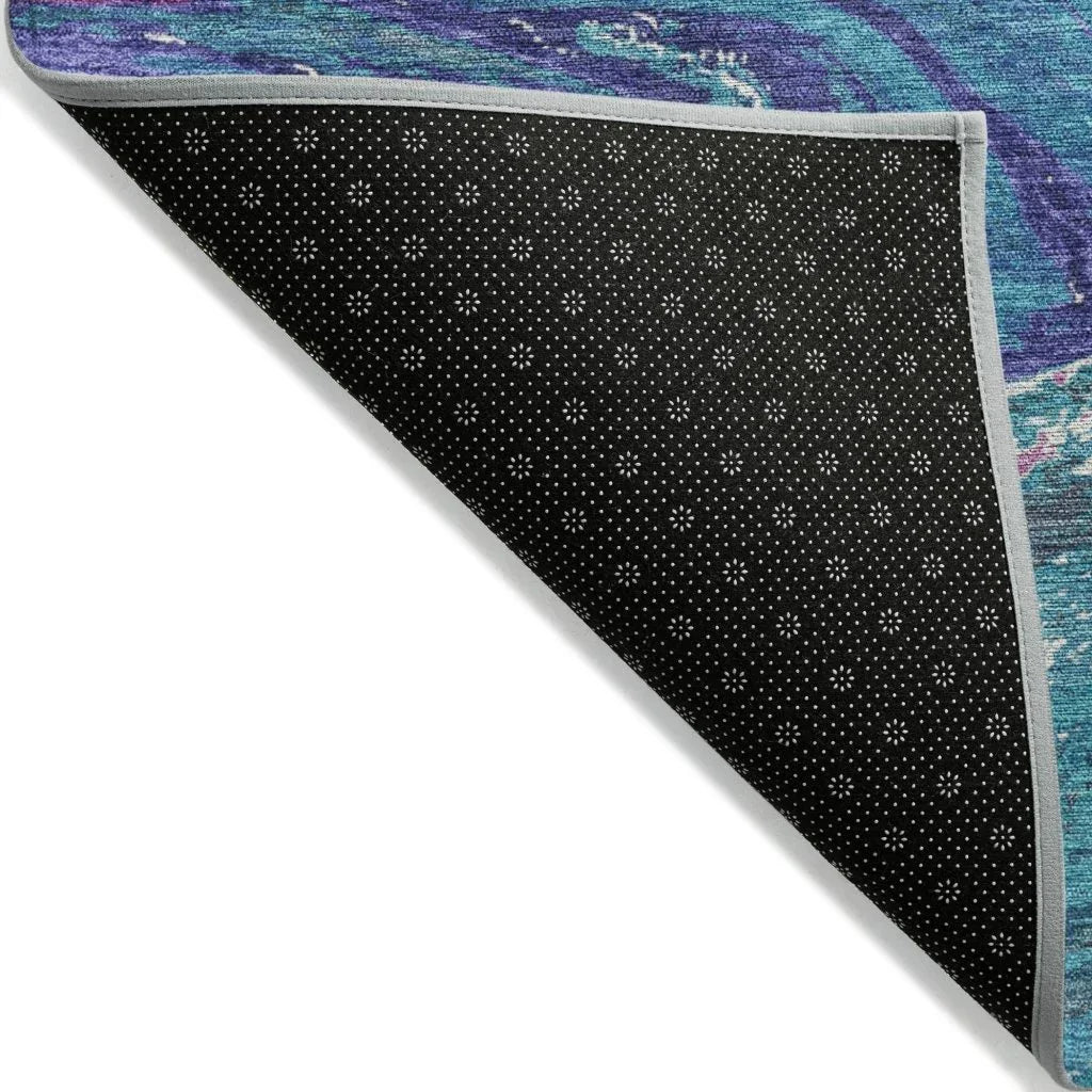 LOOMLAN Rugs Malika Teal Washable Indoor-Outdoor Rug