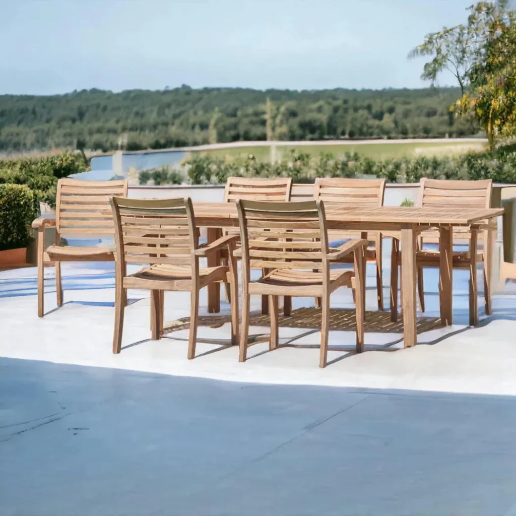 HiTeak Manorhouse 7-PC Outdoor Dining Set Extendable Table