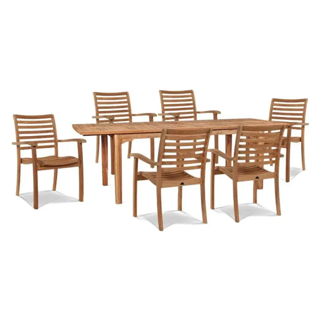 HiTeak Manorhouse 7-PC Outdoor Dining Set Extendable Table