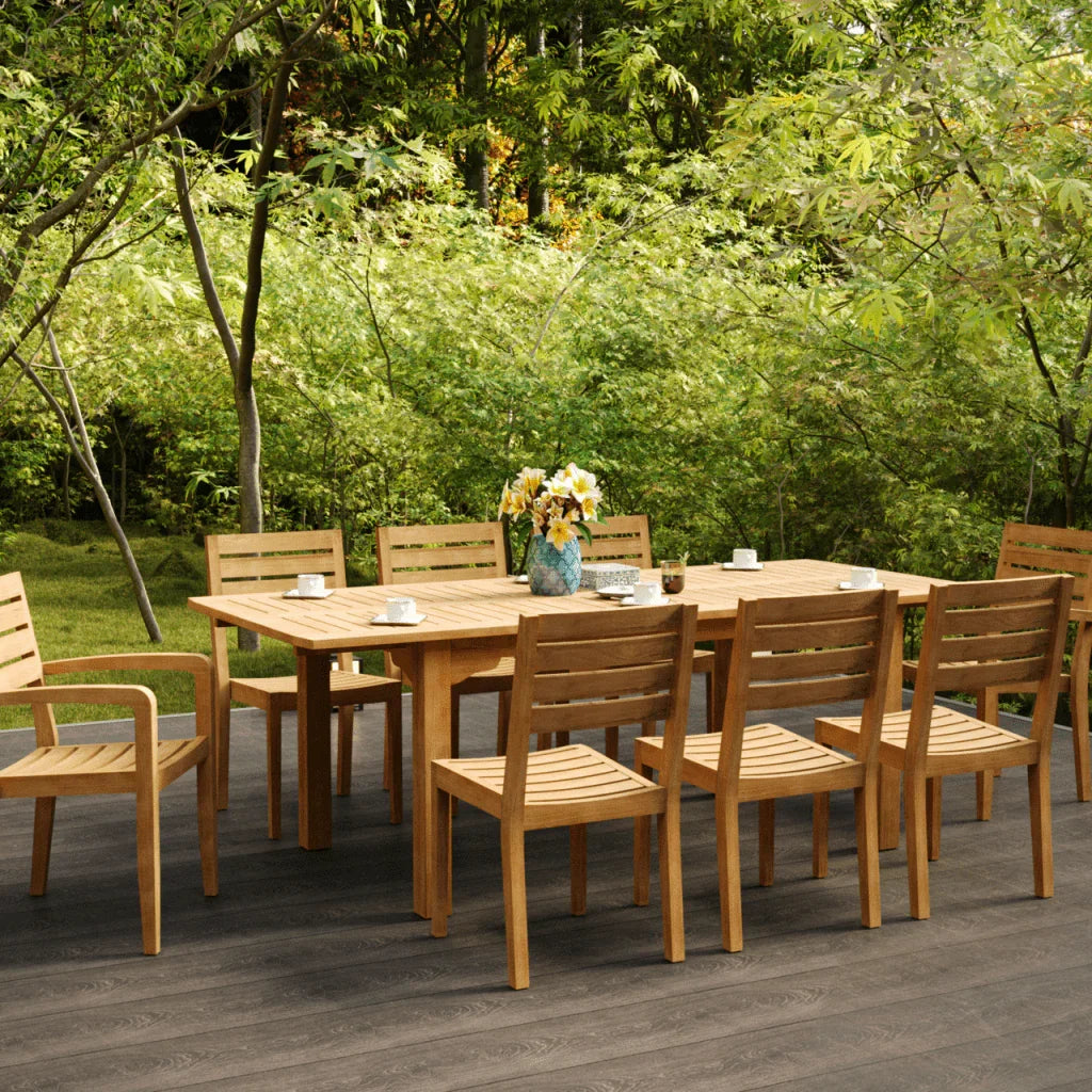 Manorhouse Teak Patio Family Dining Set 9PC - LOOMLAN - HiTeak - Outdoor Dining Sets