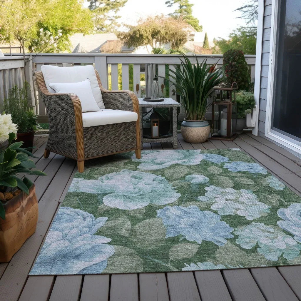 LOOMLAN Rugs Maroque Blue Washable Indoor-Outdoor Rug