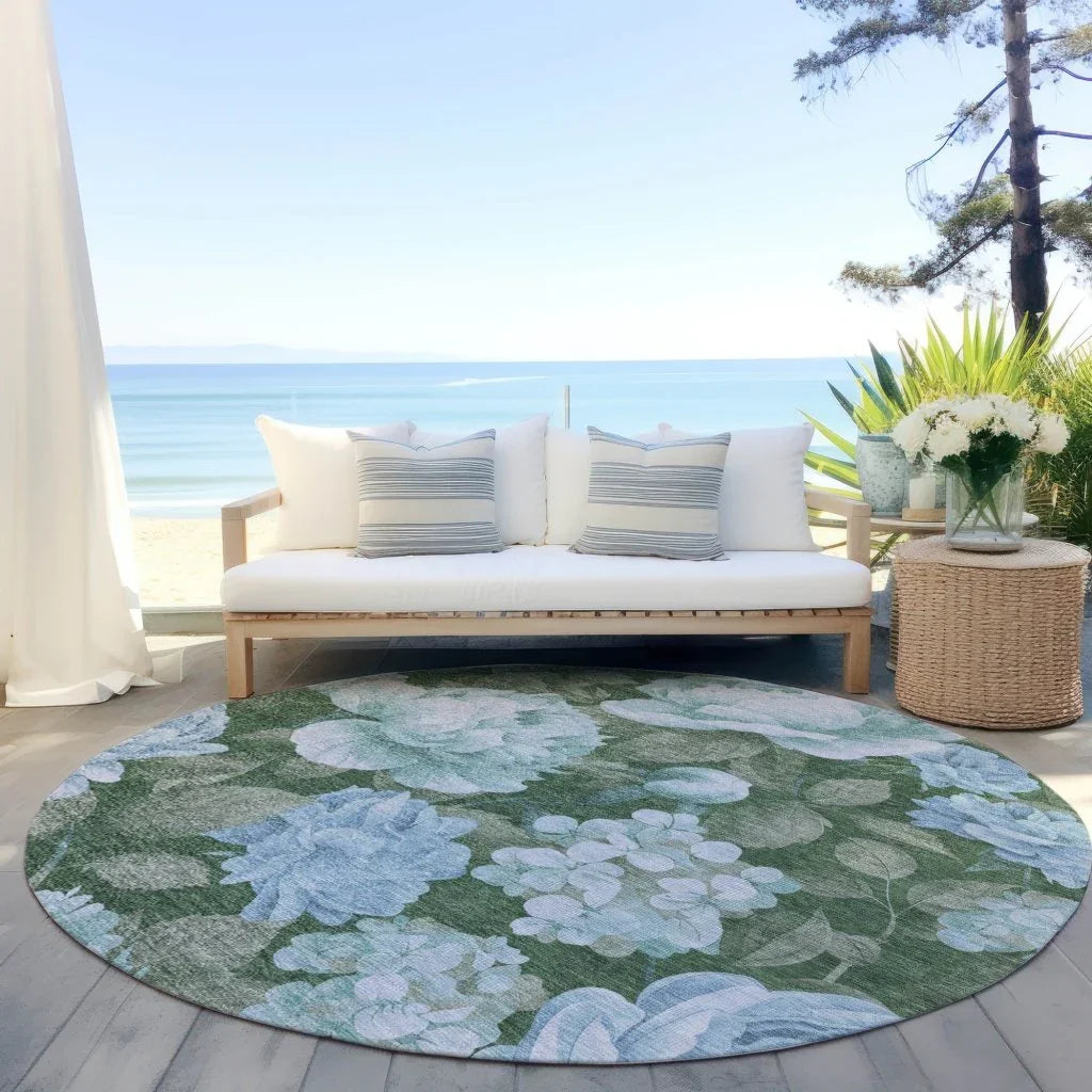 LOOMLAN Rugs Maroque Blue Washable Indoor-Outdoor Rug