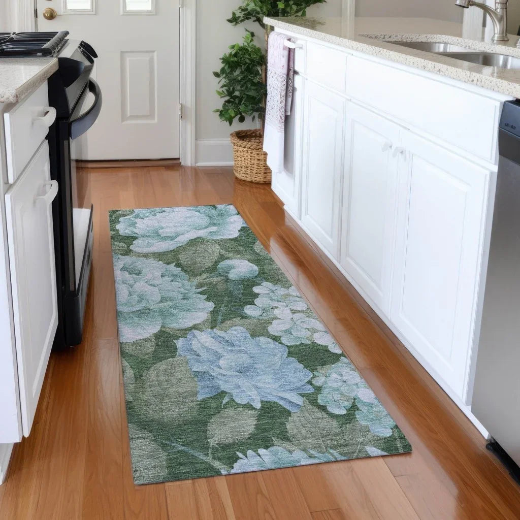 LOOMLAN Rugs Maroque Blue Washable Indoor-Outdoor Rug