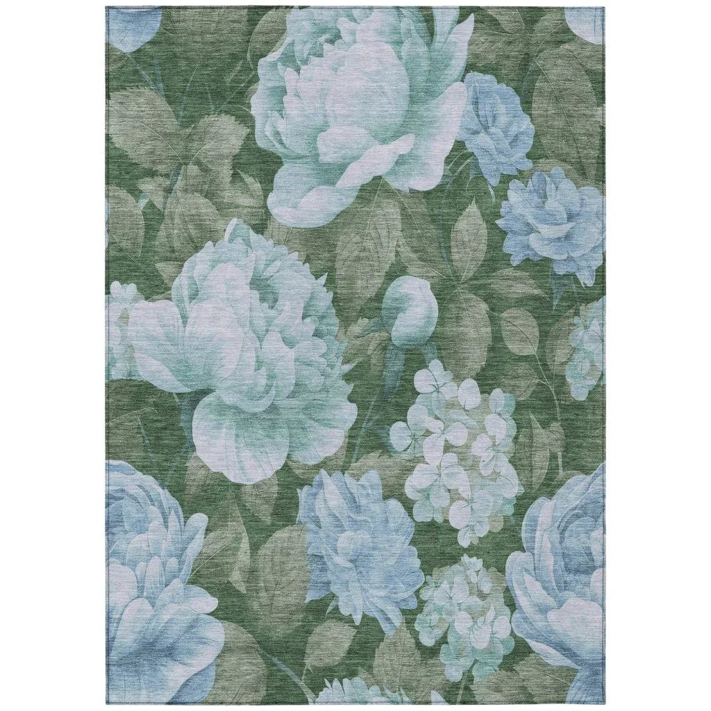 LOOMLAN Rugs Maroque Blue Washable Indoor-Outdoor Rug