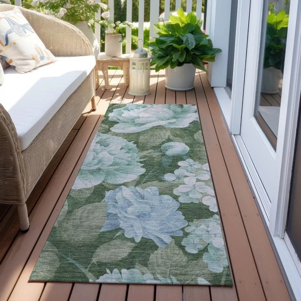 LOOMLAN Rugs Maroque Blue Washable Indoor-Outdoor Rug