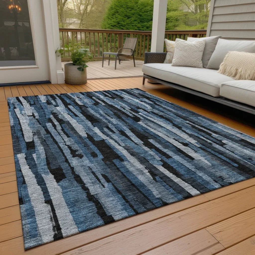 LOOMLAN Rugs Marrah Blue Washable Indoor-Outdoor Rug