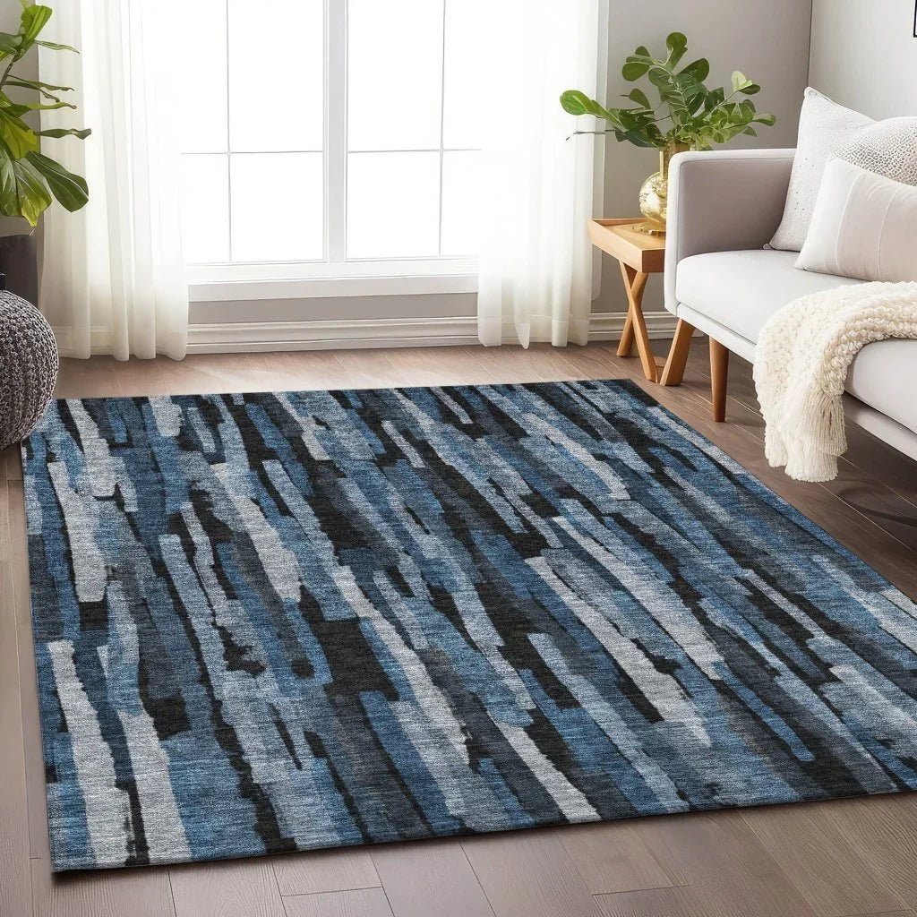 LOOMLAN Rugs Marrah Blue Washable Indoor-Outdoor Rug