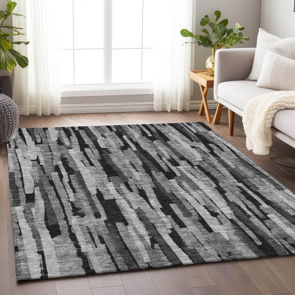 LOOMLAN Rugs Marrah Gray Washable Indoor-Outdoor Rug