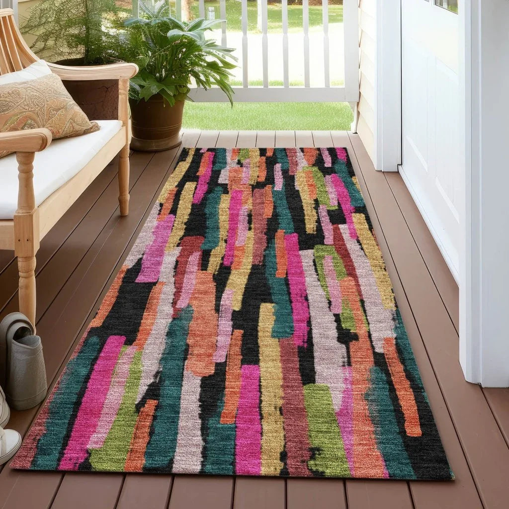 LOOMLAN Rugs Marrah Pink Washable Indoor-Outdoor Rug