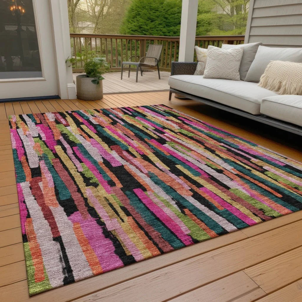 LOOMLAN Rugs Marrah Pink Washable Indoor-Outdoor Rug