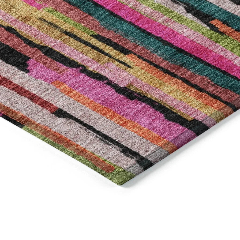 LOOMLAN Rugs Marrah Pink Washable Indoor-Outdoor Rug