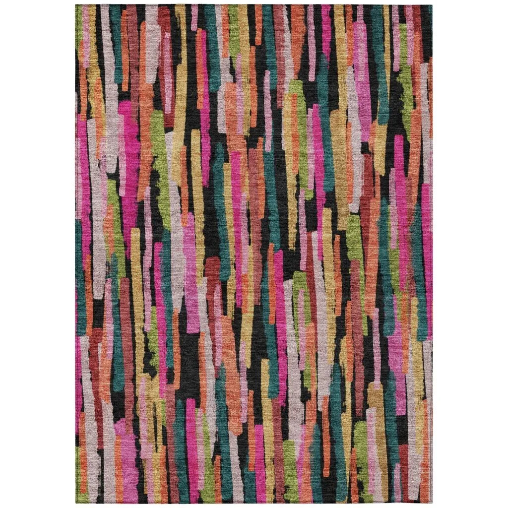 LOOMLAN Rugs Marrah Pink Washable Indoor-Outdoor Rug