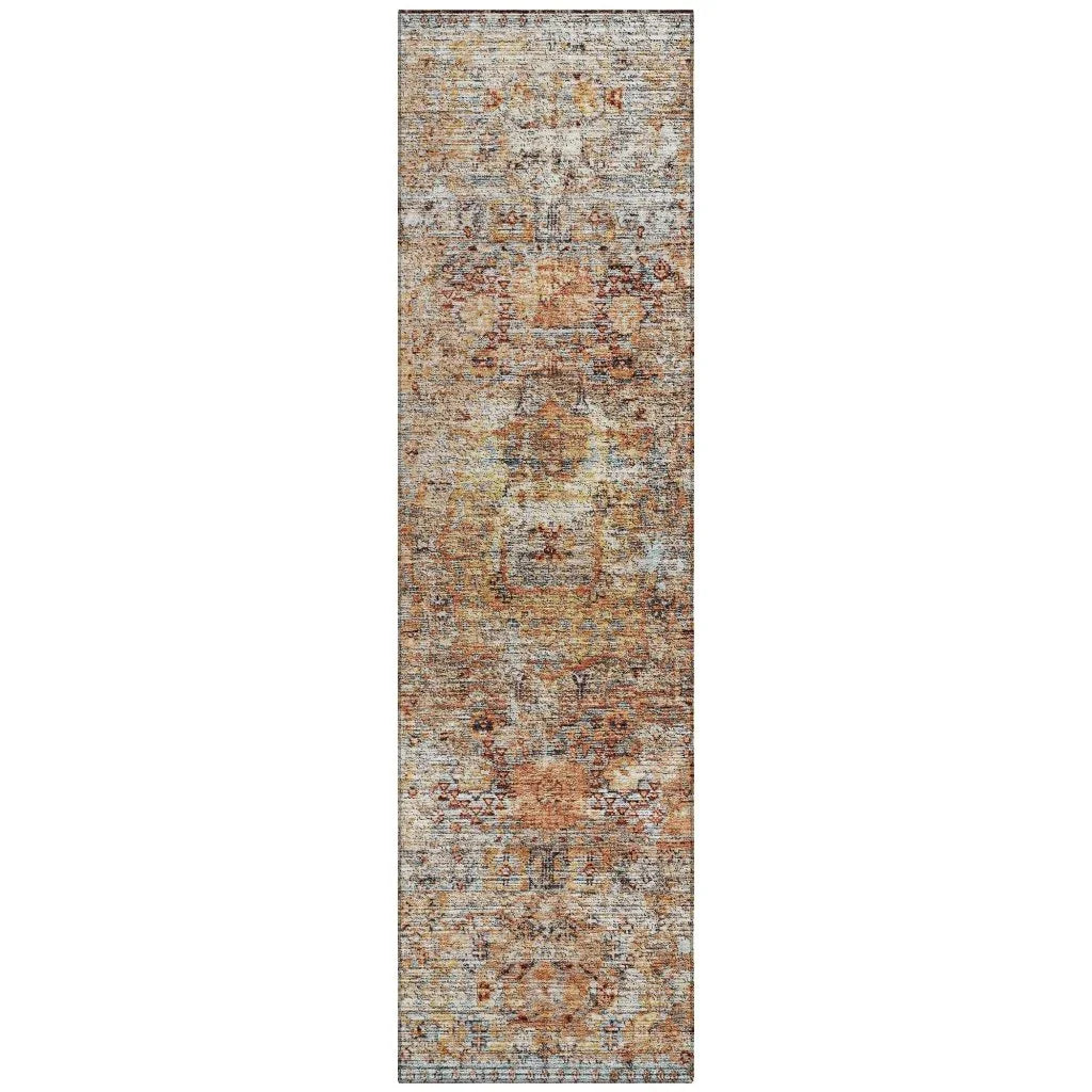LOOMLAN Rugs Martha Orange Washable Indoor-Outdoor Rug