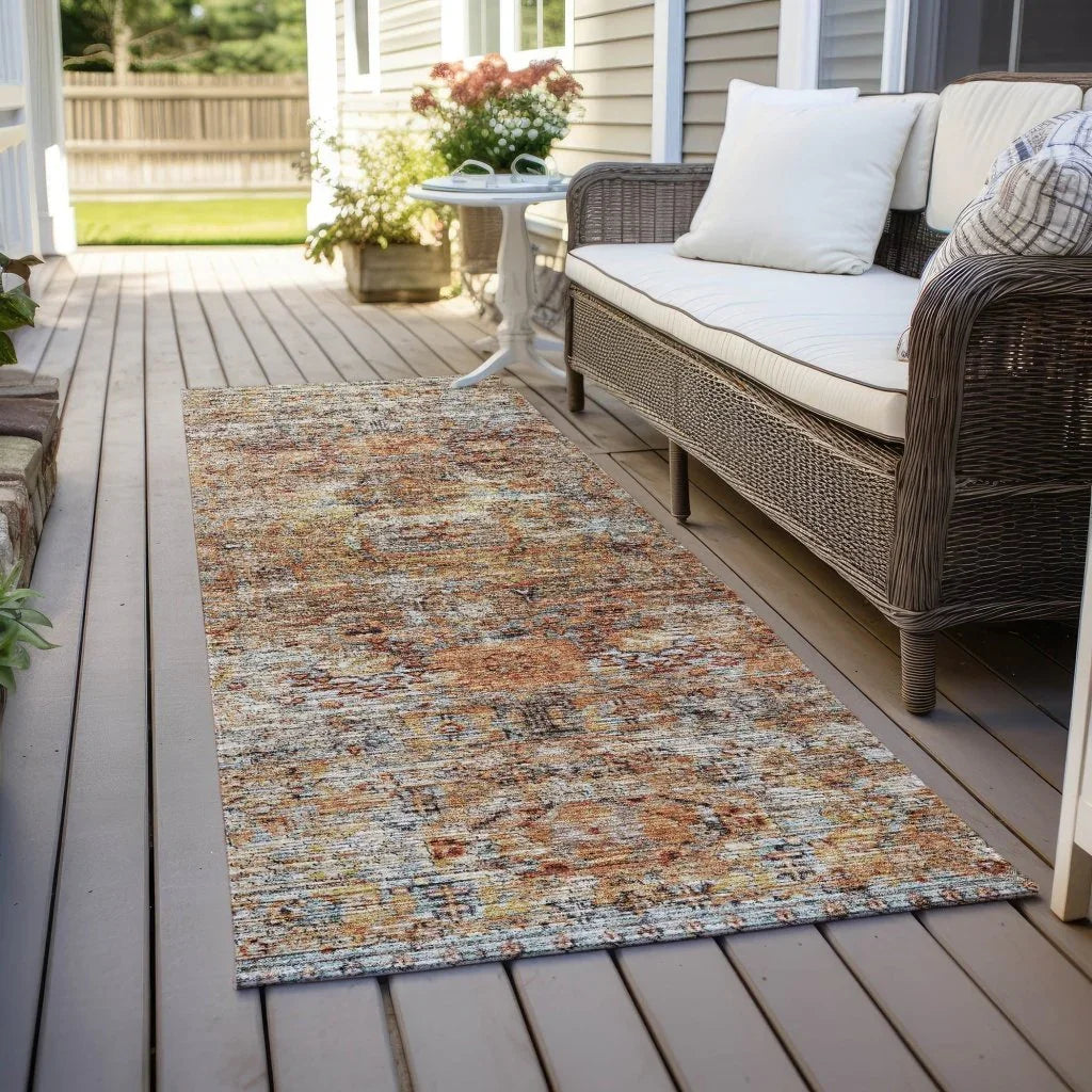 LOOMLAN Rugs Martha Orange Washable Indoor-Outdoor Rug