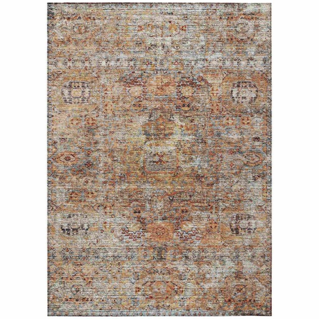 LOOMLAN Rugs Martha Orange Washable Indoor-Outdoor Rug