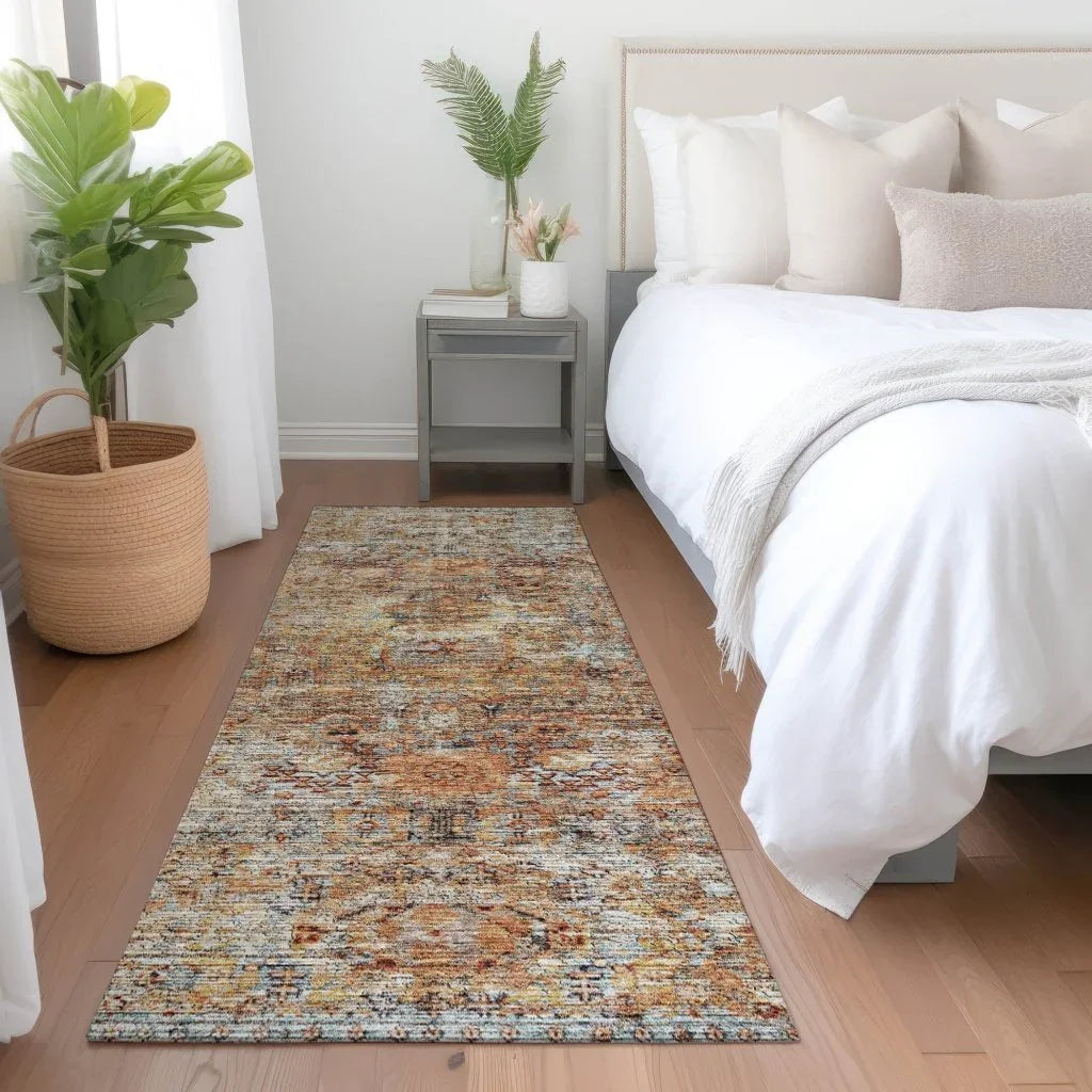 LOOMLAN Rugs Martha Orange Washable Indoor-Outdoor Rug