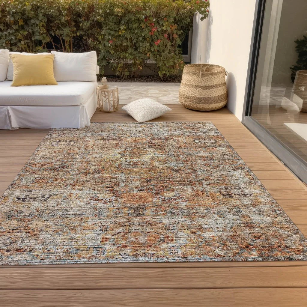 LOOMLAN Rugs Martha Orange Washable Indoor-Outdoor Rug