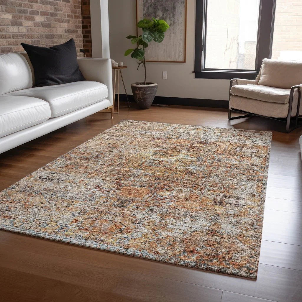 LOOMLAN Rugs Martha Orange Washable Indoor-Outdoor Rug