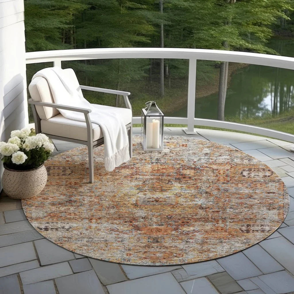 LOOMLAN Rugs Martha Orange Washable Indoor-Outdoor Rug