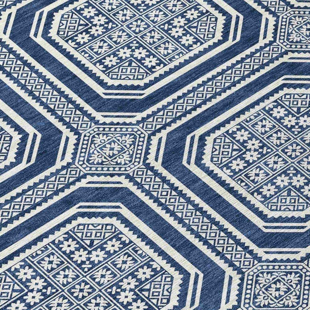 LOOMLAN Rugs Maruna Blue Washable Indoor-Outdoor Rug