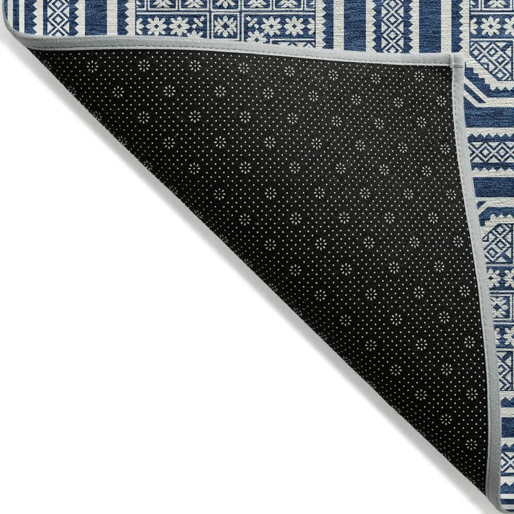 LOOMLAN Rugs Maruna Blue Washable Indoor-Outdoor Rug