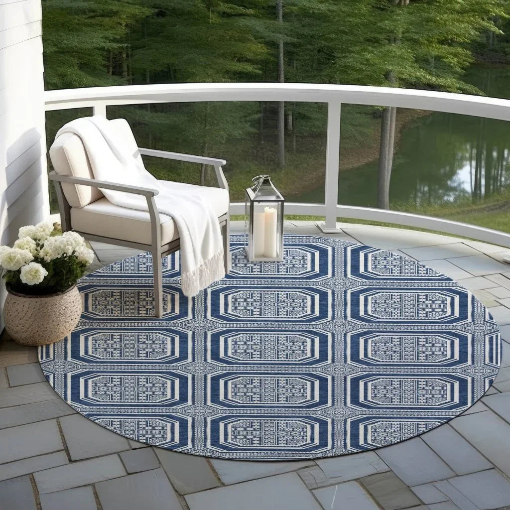 LOOMLAN Rugs Maruna Blue Washable Indoor-Outdoor Rug