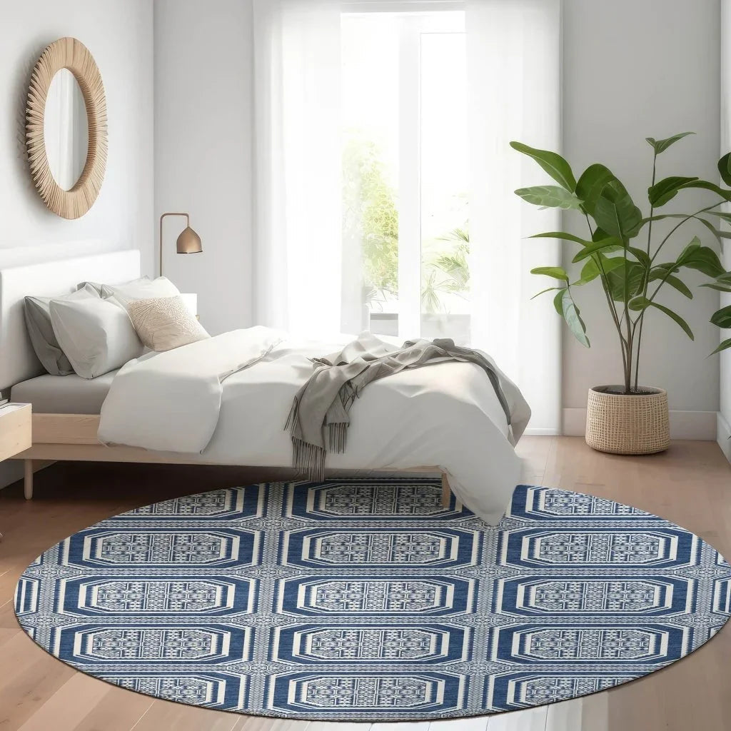 LOOMLAN Rugs Maruna Blue Washable Indoor-Outdoor Rug