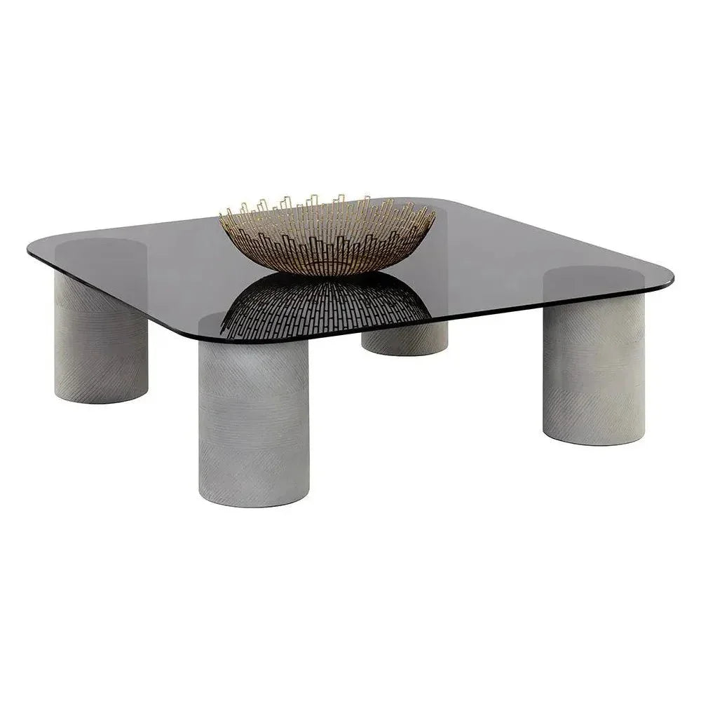 Maude Coffee Table Sleek d Glass & Concrete - LOOMLAN - SUNPAN - Outdoor Coffee Tables