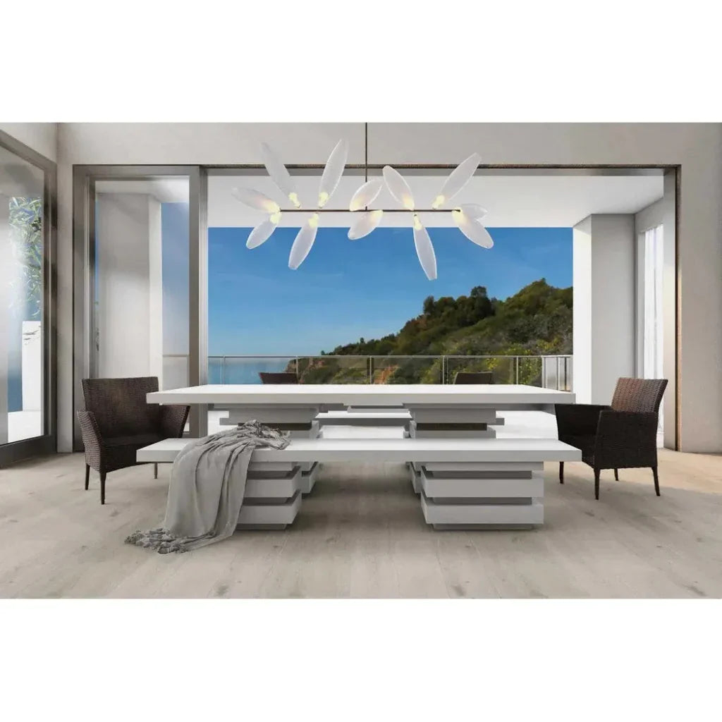 Seasonal Living Meditation Rectangle  White Outdoor Dining Table