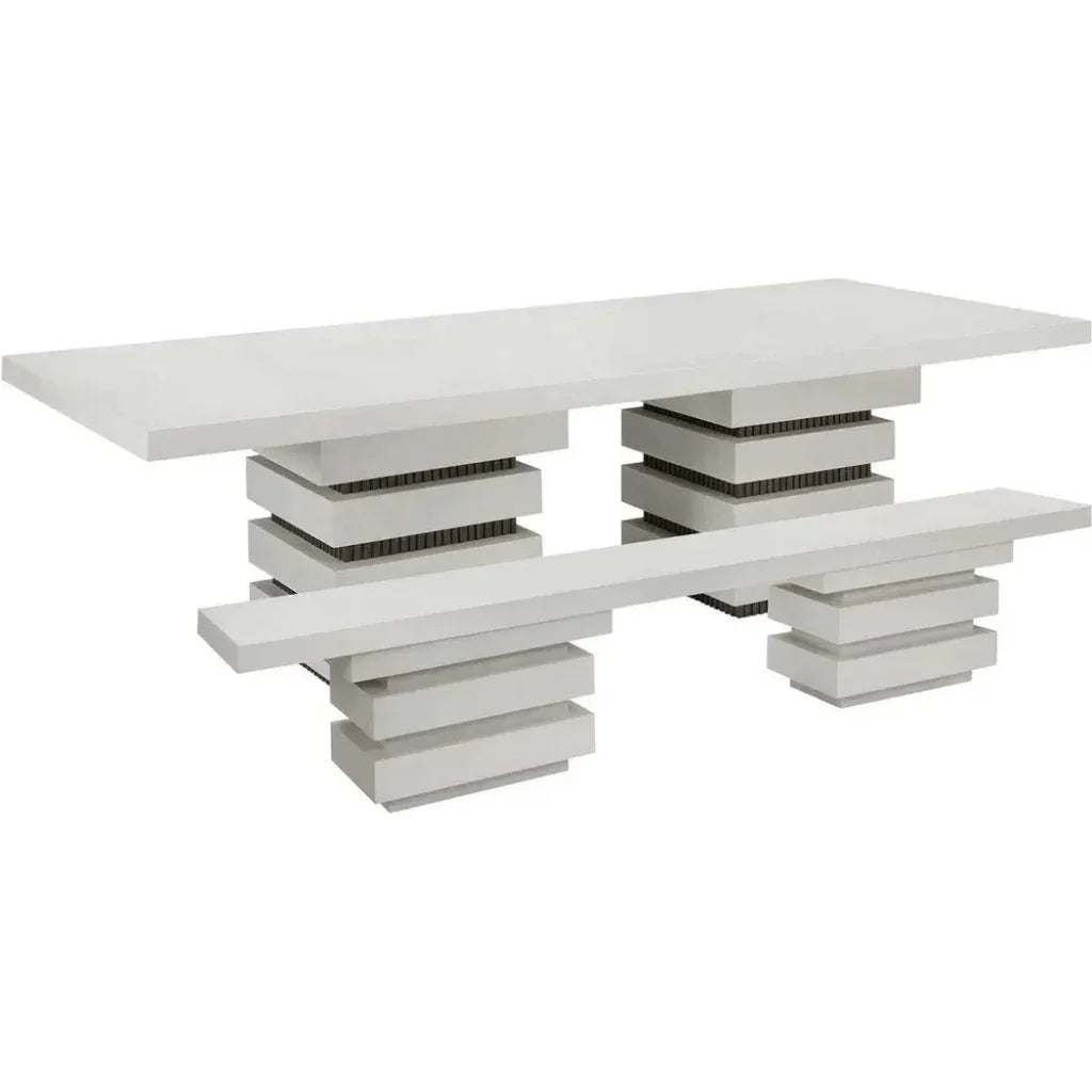 Seasonal Living Meditation Rectangle  White Outdoor Dining Table