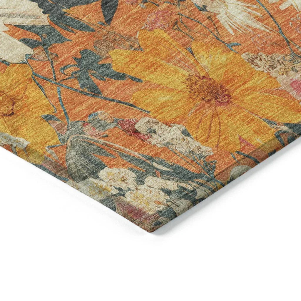 LOOMLAN Rugs Mehavi Orange Washable Indoor-Outdoor Rug