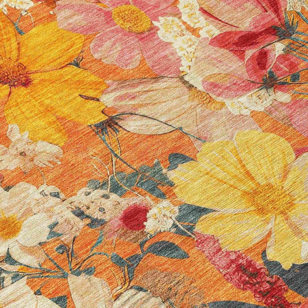 LOOMLAN Rugs Mehavi Orange Washable Indoor-Outdoor Rug