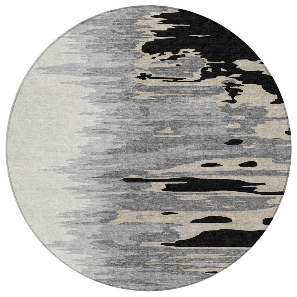 LOOMLAN Rugs Meleya Black Washable Indoor-Outdoor Rug